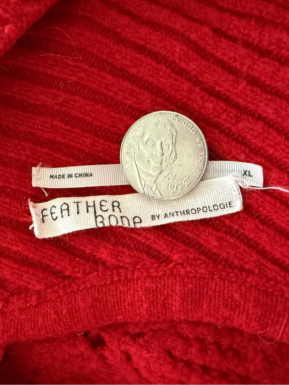 Anthropologie Feather Bone Red Sweater Dress - Picture 10 of 10